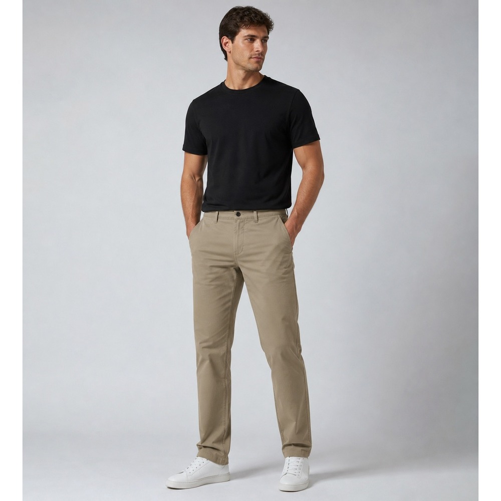 Members Mark Benton Mens Khaki Slim Fit Performance Pant 34x34 Stretch Chino NWT
